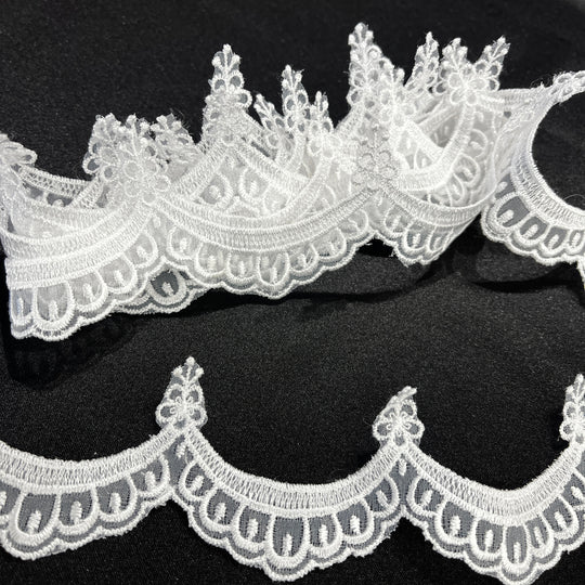 Embroidered Lace Trimming Embroidered on 100% Polyester Organza | Lace USA - 21618N