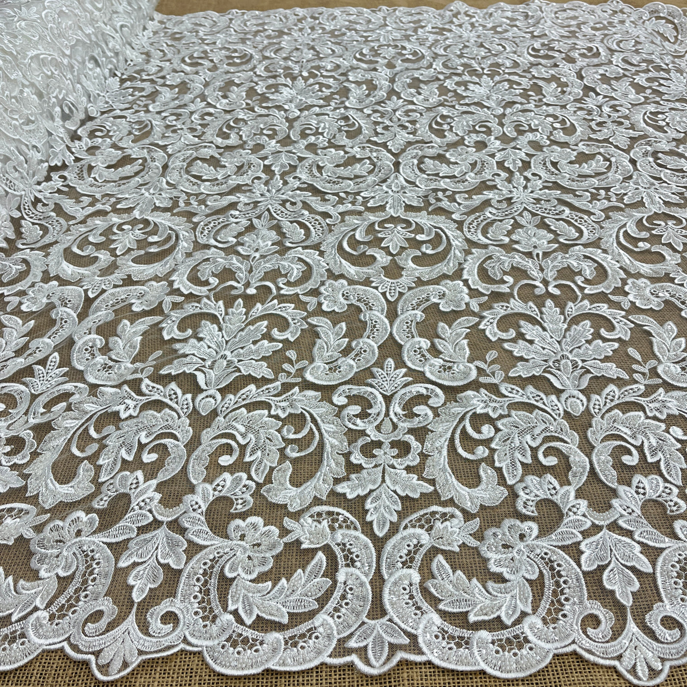 Beaded Lace Fabric Embroidered on 100% Polyester Net Mesh | Lace USA - GD-52732