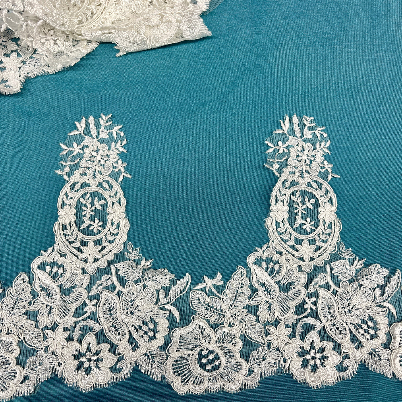 Corded Lace Trimming Embroidered on 100% Polyester Net Mesh | Lace USA - 97039W