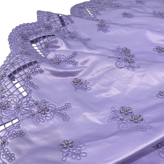 Beaded Bridal Lace Fabric Embroidered on 100% Polyester Satin | Lace USA - 91160S-BP