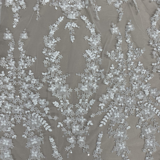 Beaded Lace Fabric Embroidered on 100% Polyester Net Mesh | Lace USA - GD-2549