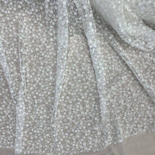 Beaded 3D Floral Lace Fabric Embroidered on 100% Polyester Net Mesh | Lace USA - GD-2633