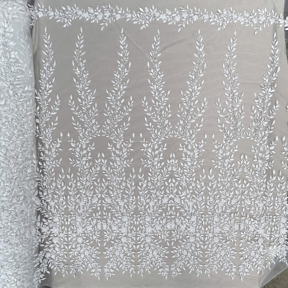 Beaded Lace Fabric Embroidered on 100% Polyester Net Mesh | Lace USA - GD-2628