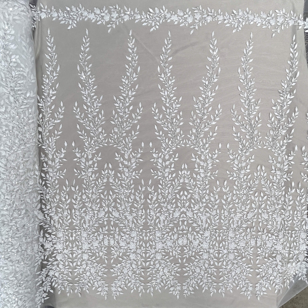 Beaded Lace Fabric Embroidered on 100% Polyester Net Mesh | Lace USA - GD-2628
