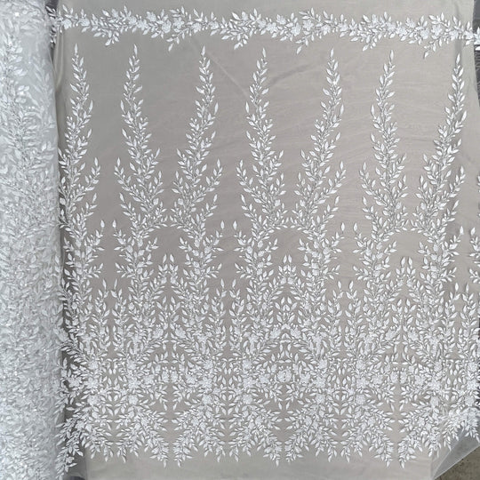 Beaded Lace Fabric Embroidered on 100% Polyester Net Mesh | Lace USA - GD-2628