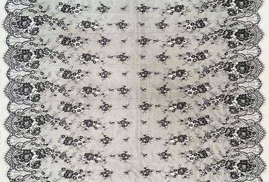 Chantilly Embroidered Bridal Lace Fabric with Eyelash Scallop - 3.3 Yards | Lace USA - GDF-11