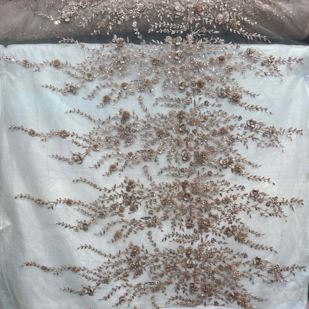 Beaded 3D Floral Lace Fabric – Embroidered Bridal, Quinceañera Lace | Lace USA - GD-3164