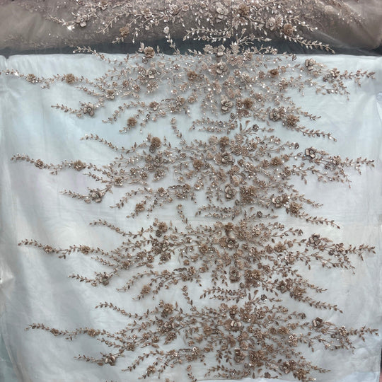 Beaded 3D Floral Lace Fabric – Embroidered Bridal, Quinceañera Lace | Lace USA - GD-3164