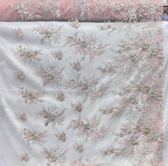 Beaded 3D Floral Lace Fabric – Embroidered Bridal, Quinceañera Lace | Lace USA -  GD-26230