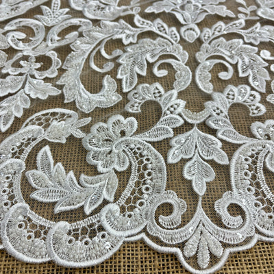 Beaded Lace Fabric Embroidered on 100% Polyester Net Mesh | Lace USA - GD-52732