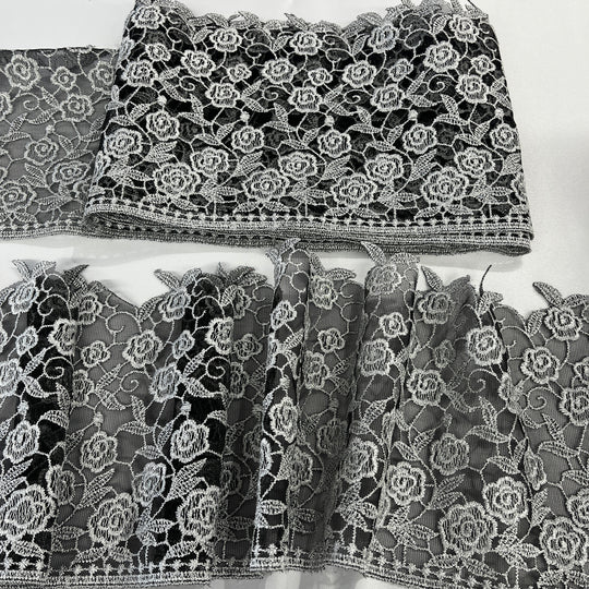 Embroidered Lace Trimming Embroidered on 100% Polyester Net Mesh | Lace USA - 21708W