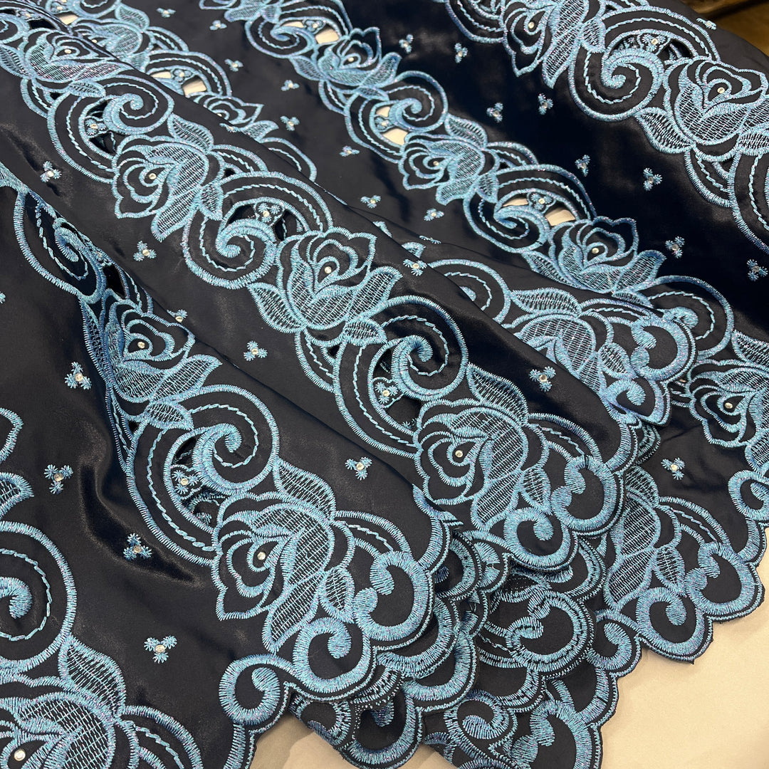 Beaded Bridal Lace Fabric Embroidered on 100% Polyester Satin | Lace USA - 41820S-RS