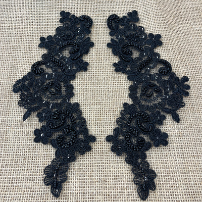 Beaded & Corded Floral Lace Applique Embroidered on 100% Polyester | Lace USA - KZ-25-HB