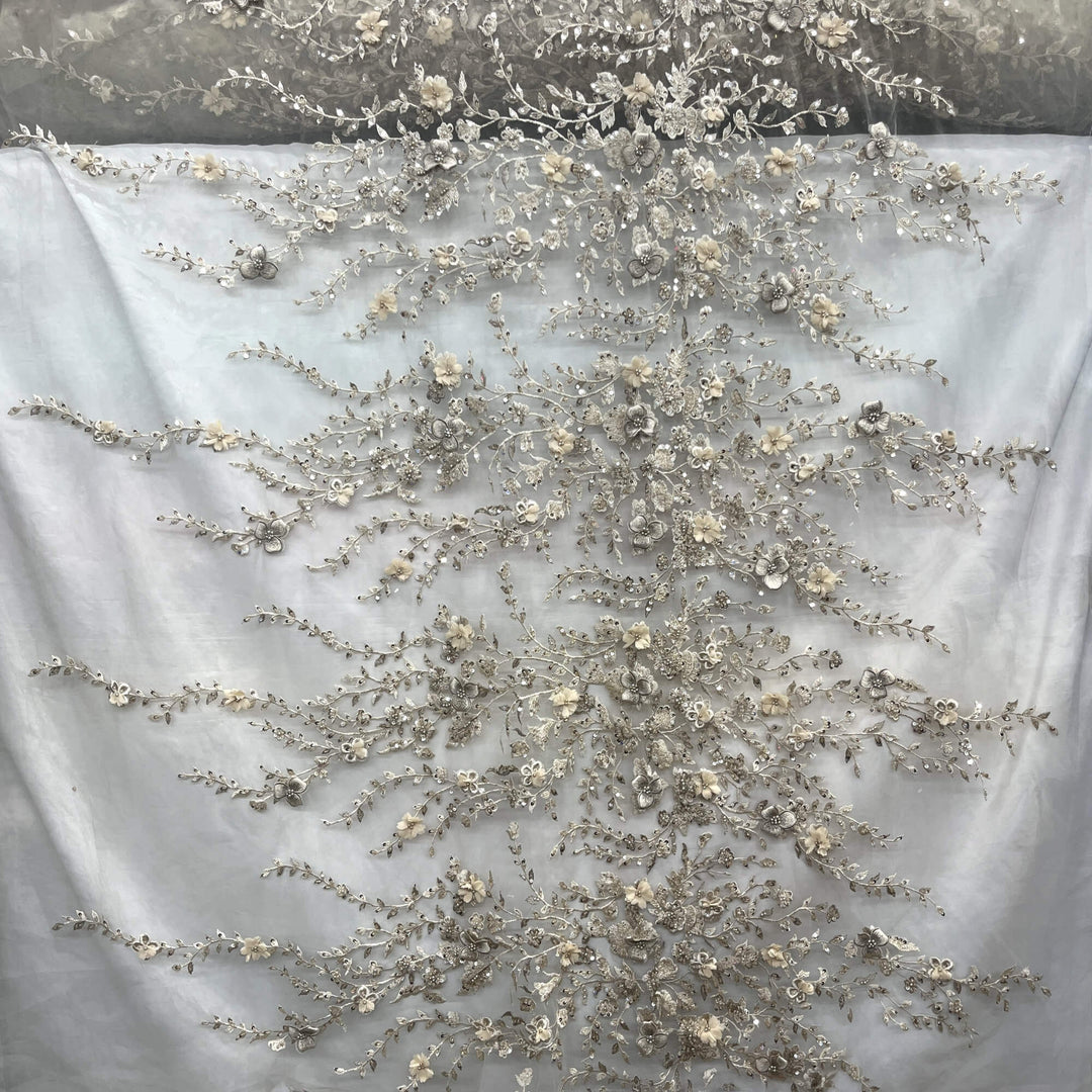 Beaded 3D Floral Lace Fabric – Embroidered Bridal, Quinceañera Lace | Lace USA - GD-3164