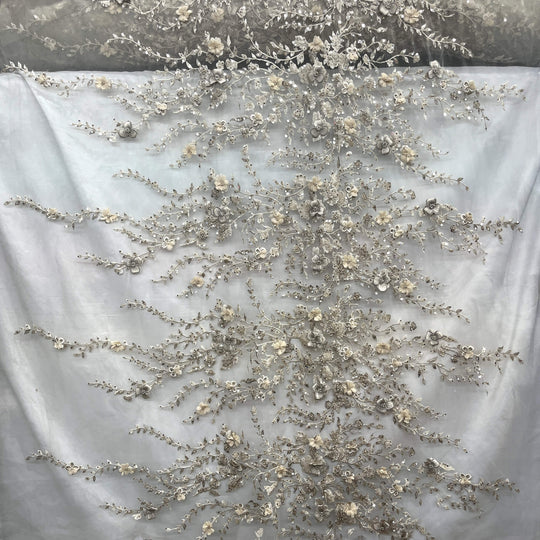 Beaded 3D Floral Lace Fabric – Embroidered Bridal, Quinceañera Lace | Lace USA - GD-3164