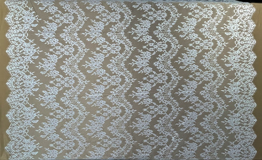 Chantilly Embroidered Lace Fabric with Eyelash Scallop - 3 Yards | Lace USA - GDF-09