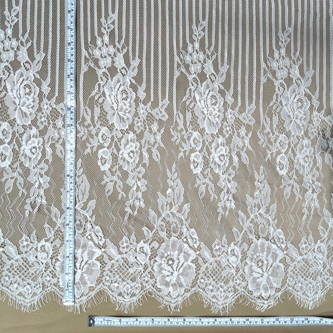 Chantilly Embroidered Lace Fabric with Eyelash Scallop - 3 Yards | Lace USA - GDF-07