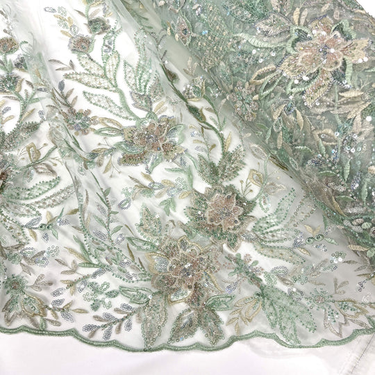 Beaded 3D Floral Lace Fabric – Embroidered Bridal, Quinceañera Lace | Lace USA -  GD-26230