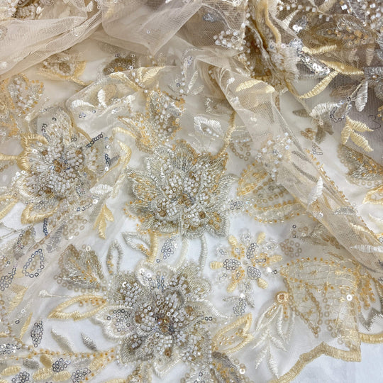 Beaded 3D Floral Lace Fabric – Embroidered Bridal, Quinceañera Lace | Lace USA -  GD-26230