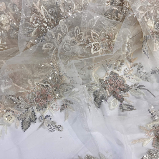 Beaded 3D Floral Lace Fabric – Embroidered Bridal, Quinceañera Lace | Lace USA -  GD-26230
