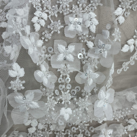 Beaded Lace Fabric Embroidered on 100% Polyester Net Mesh | Lace USA - GD-2549