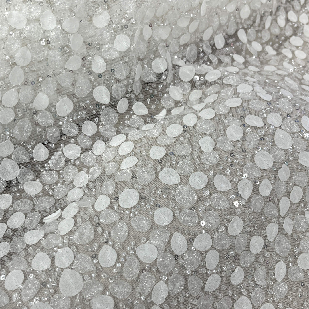 Beaded 3D Floral Lace Fabric Embroidered on 100% Polyester Net Mesh | Lace USA - GD-2633