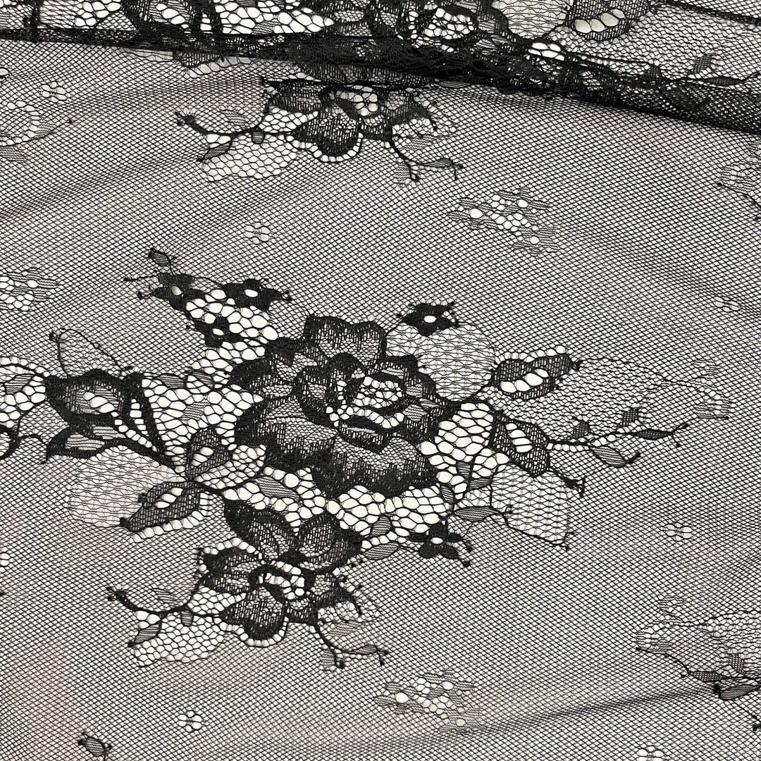 Chantilly Embroidered Lace Fabric with Eyelash Scallop - 3 Yards | Lace USA - GDF-13