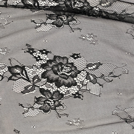 Chantilly Embroidered Lace Fabric with Eyelash Scallop - 3 Yards | Lace USA - GDF-13