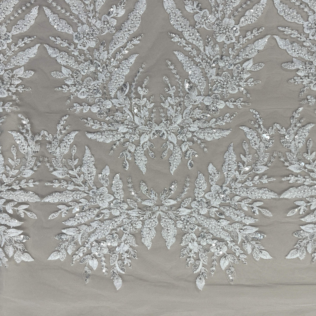 Beaded Lace Fabric Embroidered on 100% Polyester Net Mesh | Lace USA - GD-2638