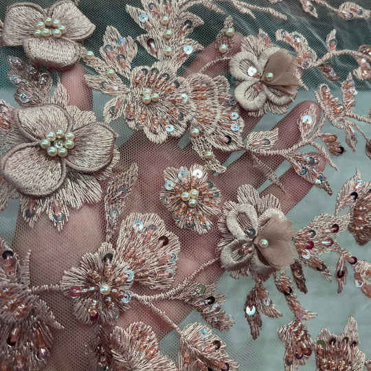 Beaded 3D Floral Lace Fabric – Embroidered Bridal, Quinceañera Lace | Lace USA - GD-3164