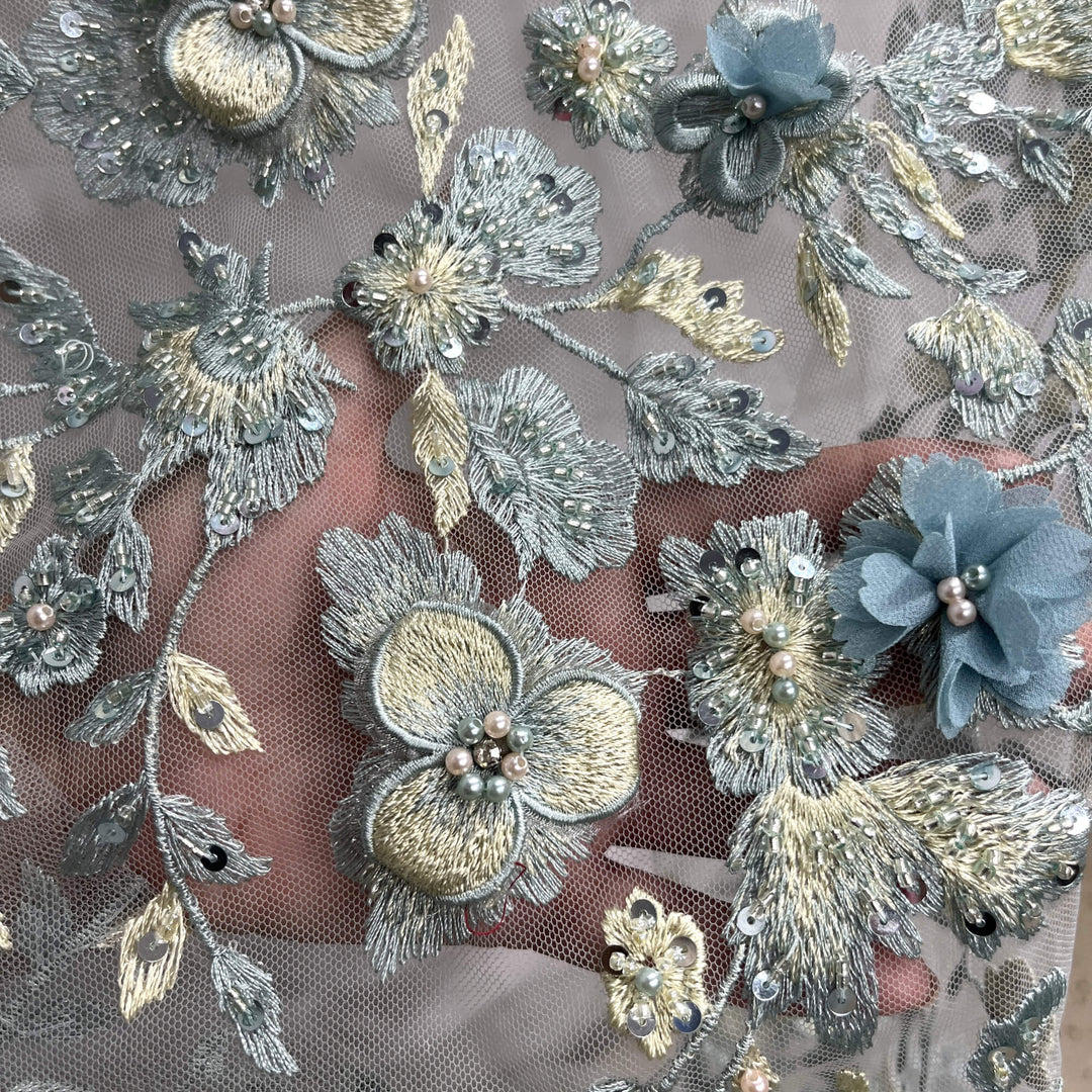Beaded 3D Floral Lace Fabric – Embroidered Bridal, Quinceañera Lace | Lace USA - GD-3164