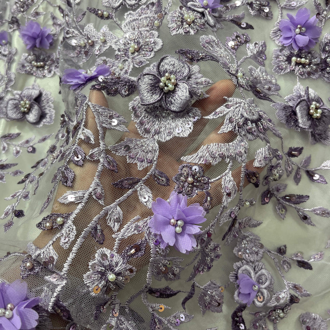 Beaded 3D Floral Lace Fabric – Embroidered Bridal, Quinceañera Lace | Lace USA - GD-3164