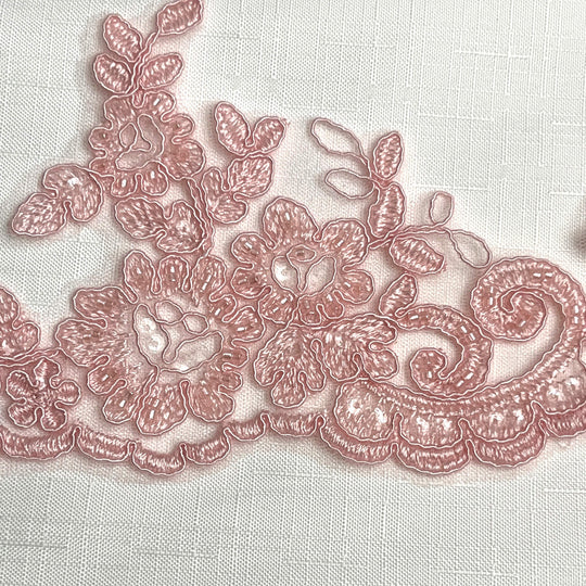 Beaded & Corded Lace Trimming Embroidered on 100% Polyester Net Mesh | Lace USA - 96796W-HB