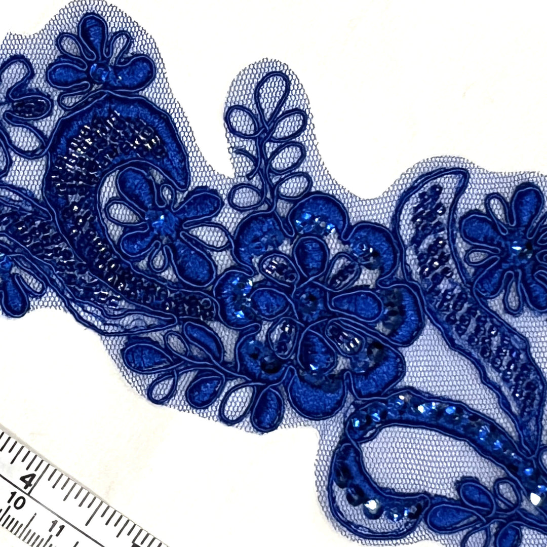 Beaded & Corded Floral Lace Applique Embroidered on 100% Polyester | Lace USA - KZ-67
