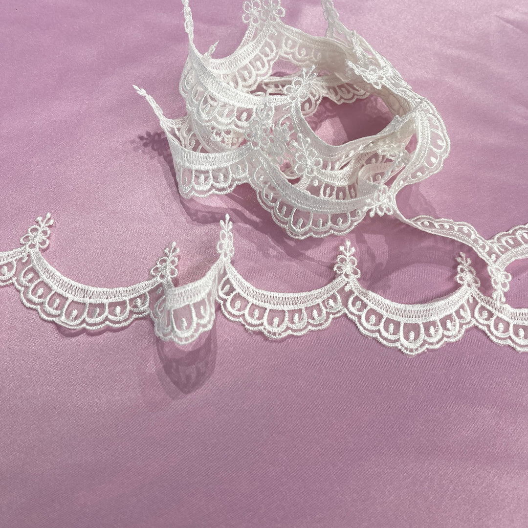 Embroidered Lace Trimming Embroidered on 100% Polyester Organza | Lace USA - 21618N