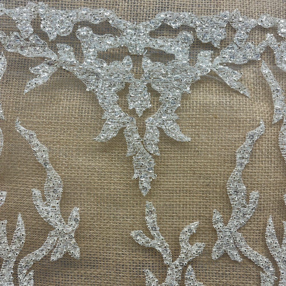 Beaded Lace Fabric Embroidered on 100% Polyester Net Mesh | Lace USA - GD-2915