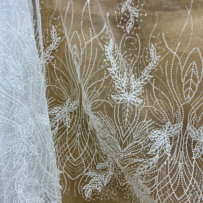 Beaded & Sequined Lace Fabric Embroidered on 100% Polyester Net Mesh | Lace USA - GD-2918