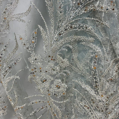 Beaded Lace Fabric Embroidered on 100% Polyester Net Mesh | Lace USA - GD-266 50" Wide