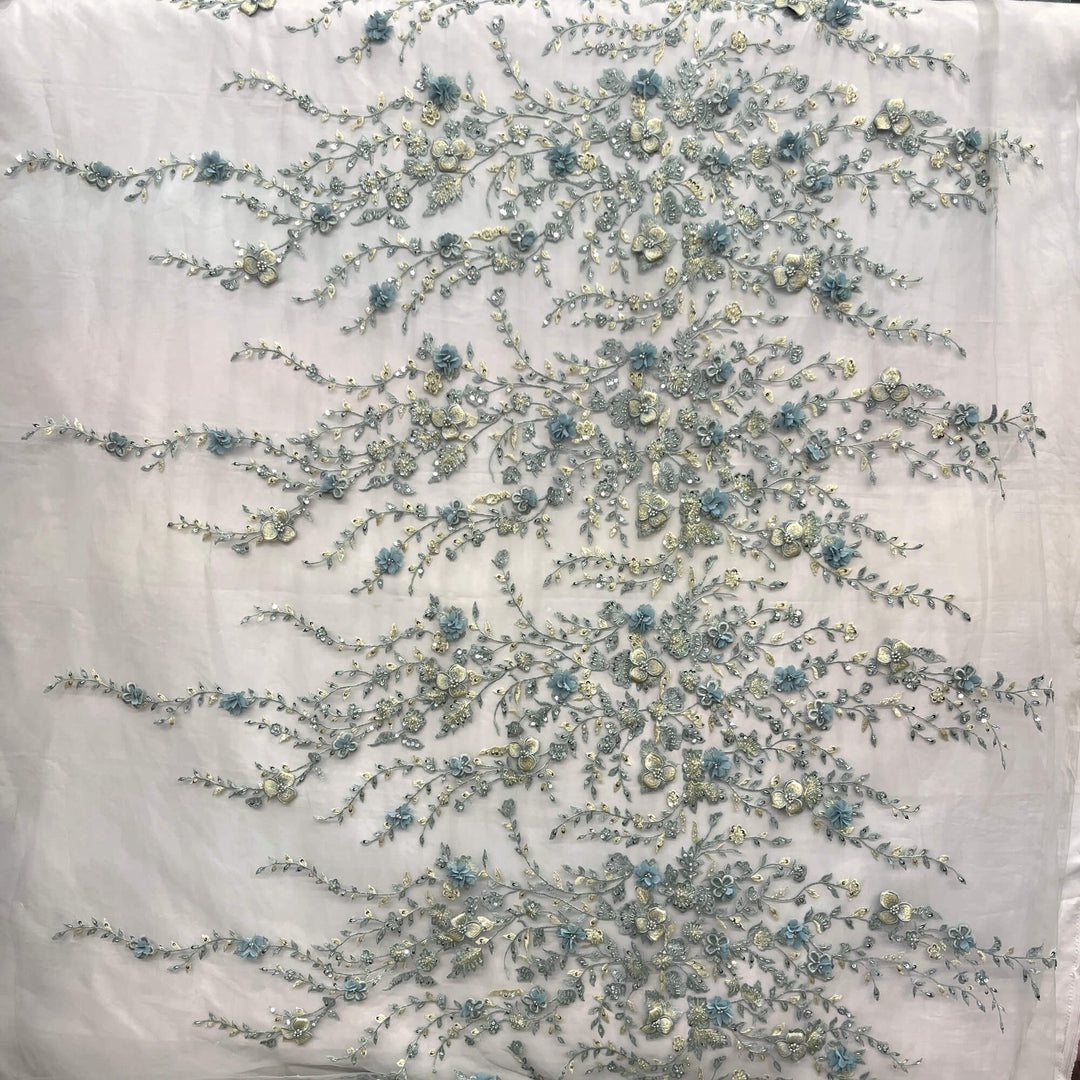 Beaded 3D Floral Lace Fabric – Embroidered Bridal, Quinceañera Lace | Lace USA - GD-3164