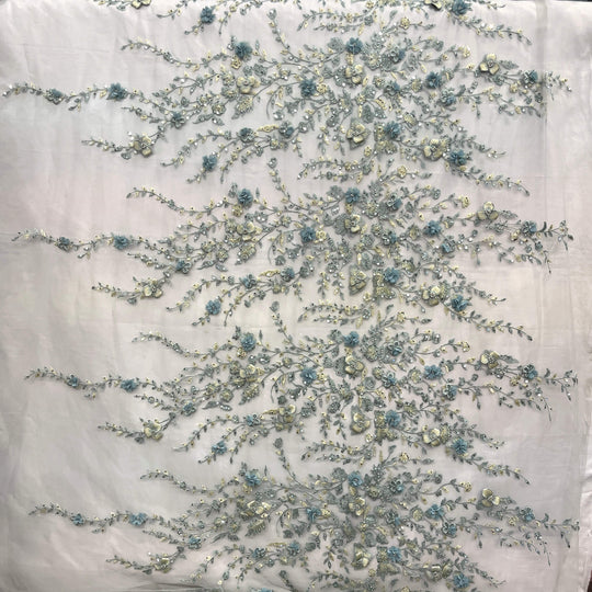 Beaded 3D Floral Lace Fabric – Embroidered Bridal, Quinceañera Lace | Lace USA - GD-3164