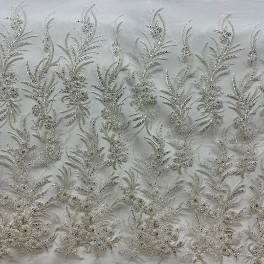 Beaded Lace Fabric Embroidered on 100% Polyester Net Mesh | Lace USA - GD-266 50" Wide