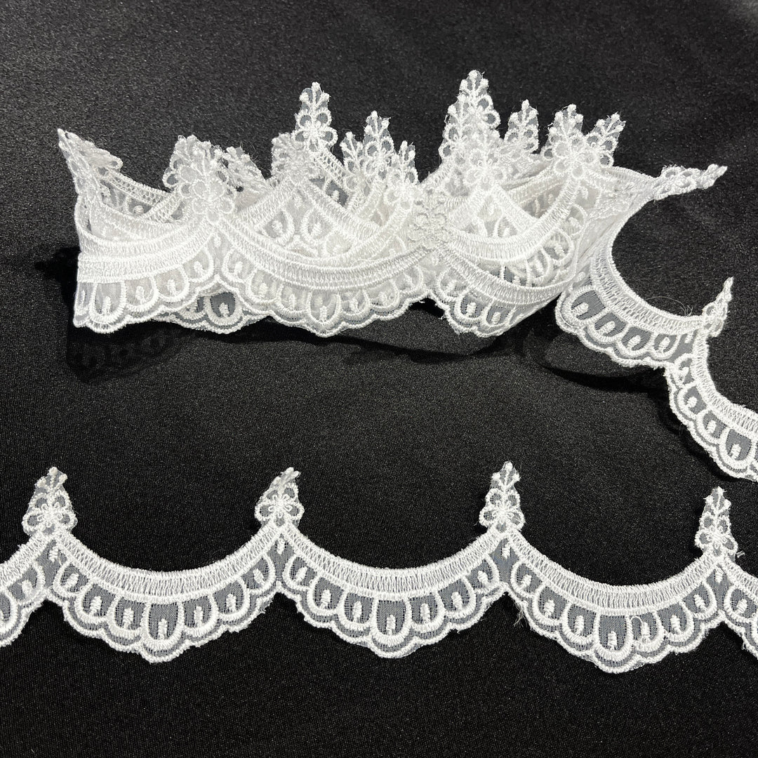 Embroidered Lace Trimming Embroidered on 100% Polyester Organza | Lace USA - 21618N