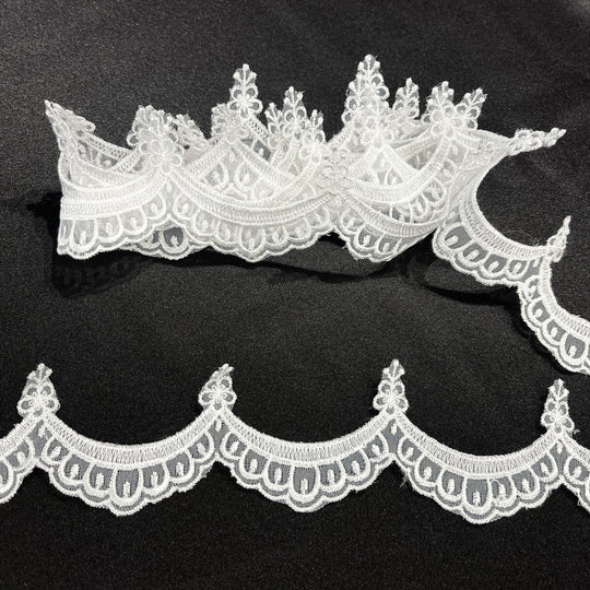 Embroidered Lace Trimming Embroidered on 100% Polyester Organza | Lace USA - 21618N