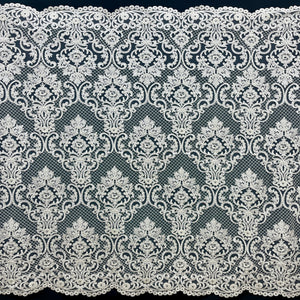 Beaded & Corded Bridal Lace Fabric Embroidered on 100% Polyester Net Mesh | Lace USA - GD-55425