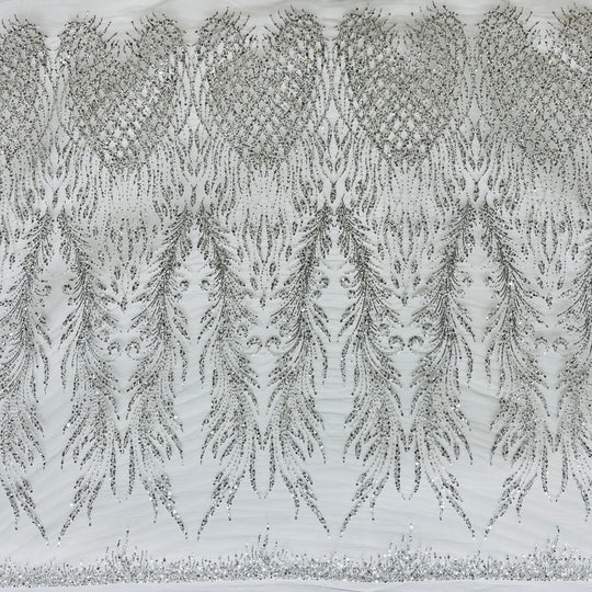 Beaded Lace Fabric Embroidered on 100% Polyester Net Mesh | Lace USA - GD-3785