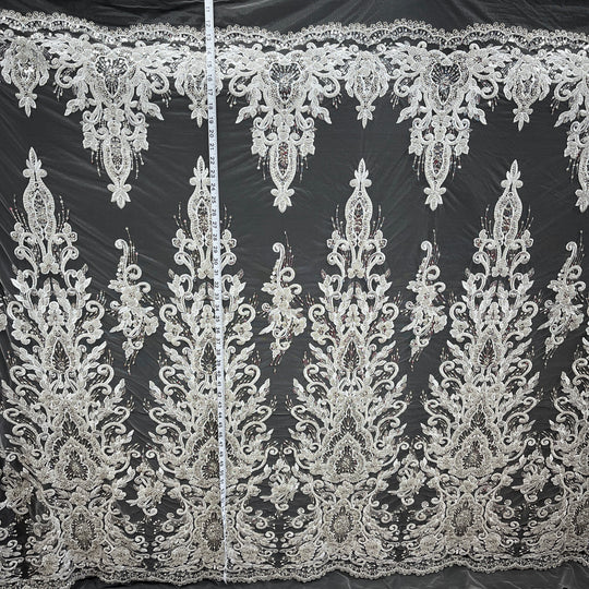 Beaded Lace Fabric Embroidered on 100% Polyester Net Mesh Lace USA - GD-11905