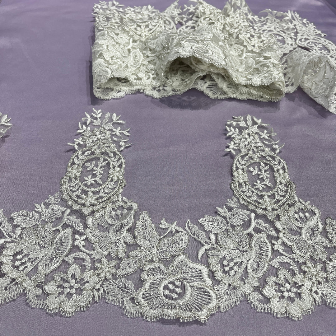 Floral Corded Lace Trim – 9" Wide Bridal, Quinceañera & Festa | Lace USA - 97039W/1