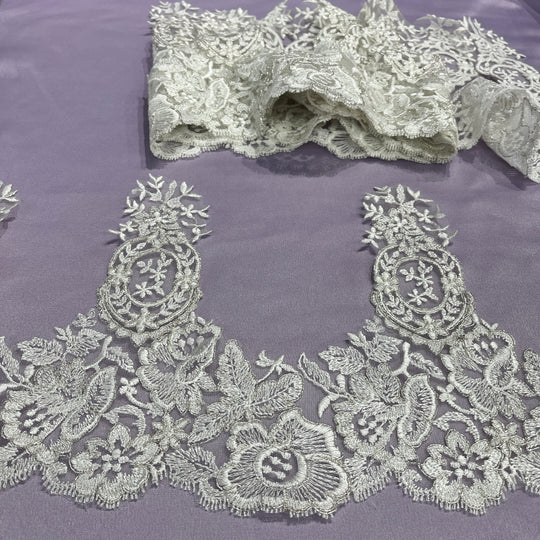 Floral Corded Lace Trim – 9" Wide Bridal, Quinceañera & Festa | Lace USA - 97039W/1