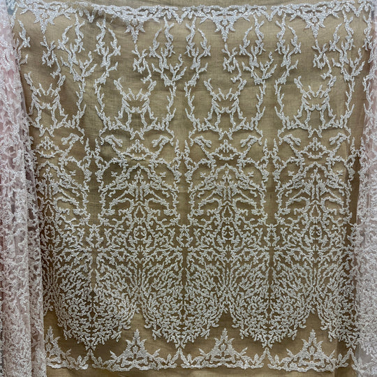 Beaded Lace Fabric Embroidered on 100% Polyester Net Mesh | Lace USA - GD-2915