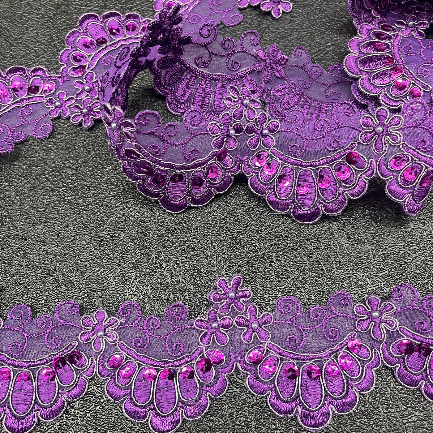 Beaded & Corded Lace Trimming Embroidered on 100% Polyester  Net Mesh | Lace USA - 95911N-BP